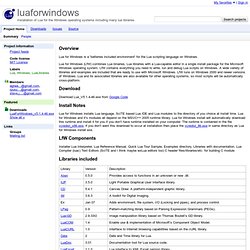 luaforwindows - Installation of Lua for the Windows operating systems including many lua libraries.