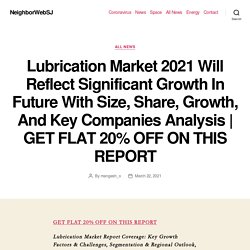 Lubrication Market 2021 Will Reflect Significant Growth In Future With Size, Share, Growth, And Key Companies Analysis
