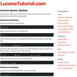 Lucene Query Syntax - Lucene Tutorial.com