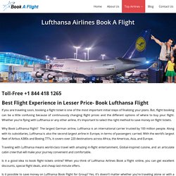 Lufthansa Airlines Book A Flight +1 844 418 1265