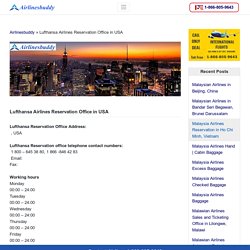 Lufthansa Airlines Reservation Office in USA +1-866-805-9643