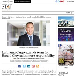 Lufthansa Cargo extends term for Harald Gloy; adds more responsibility