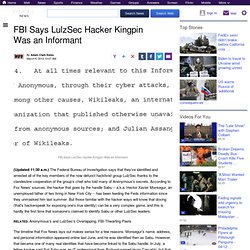 FBI Says LulzSec Hacker Kingpin Was an Informant