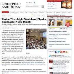 Faster-Than-Light Neutrinos? Physics Luminaries Voice Doubts
