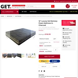 12" Luxury Gel Memory Foam Mattress in Charcoal