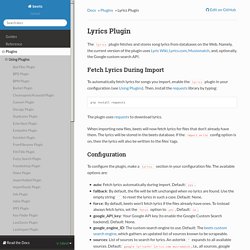 Lyrics Plugin — beets 1.3.14 documentation