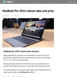 MacBook Pro 2016 release date and price