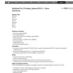 MacBook Pro (13-calowy, połowa 2010 r.) - Dane techniczne