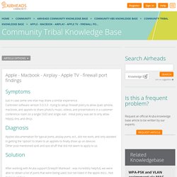 Apple - Macbook - Airplay - Apple TV - firewall port findings