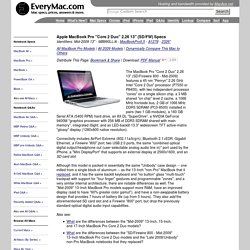 MacBook Pro "Core 2 Duo" 2.26 13" (SD/FW) Specs (Mid-2009 13", MB990LL/A, MacBookPro5,5, A1278, 2326*)