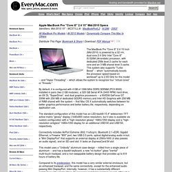 MacBook Pro "Core i5" 2.4 15" Mid-2010 Specs (Mid-2010 15", MC371LL/A, MacBookPro6,2, A1286, 2353*)