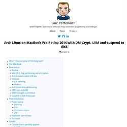 Arch Linux on MacBook Pro Retina 2014 with DM-Crypt, LVM and suspend to disk - Loïc Pefferkorn