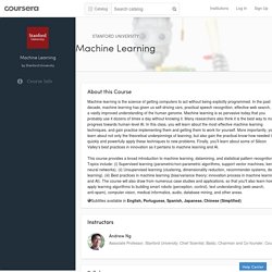 Machine Learning - Stanford University