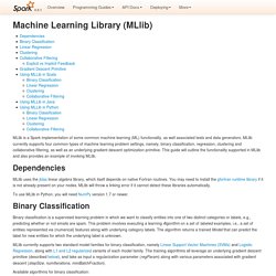 Machine Learning Library (MLlib) - Spark 0.9.1 Documentation
