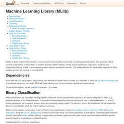 Machine Learning Library (MLlib) - Spark 0.9.1 Documentation