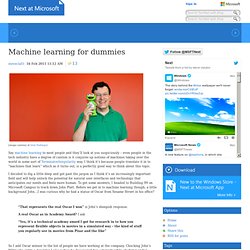 Machine learning for dummies - Next at Microsoft