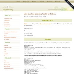 Milk: Machine Learning Toolkit for Python