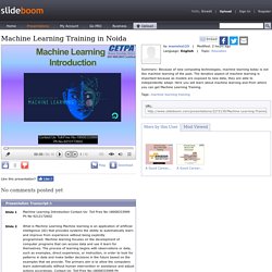 Machine Learning Training in Noida