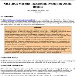 2005 Machine Translation Evaluation Results