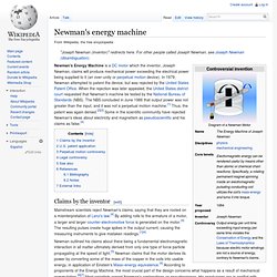 Machine à énergie Newman - Wikipédia, l'encyclopédie libre
