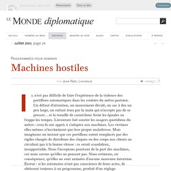 Machines hostiles, par Jean-Noël Lafargue
