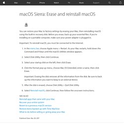 macOS Sierra: Erase and reinstall macOS