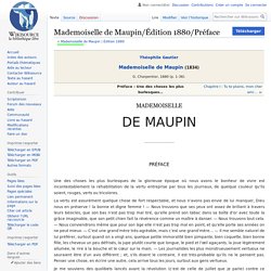 Mademoiselle de Maupin/Édition 1880/Préface