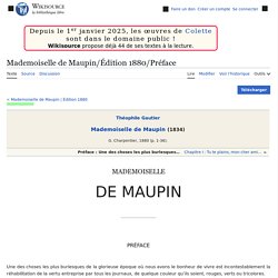 Mademoiselle de Maupin/Édition 1880/Préface