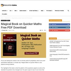 Magical Book On Quicker Maths Free PDF Download