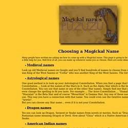 Magickal Names