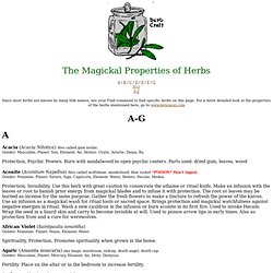 Magickal Uses of Herbs A-G
