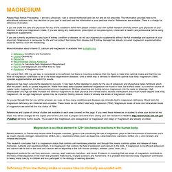 Magnesium Update