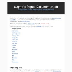 Magnific Popup Documentation
