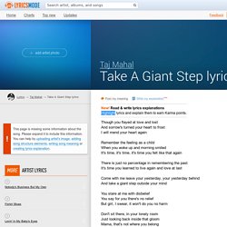 Taj Mahal - Take A Giant Step lyrics