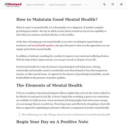 How to Maintain Good Mental Health?