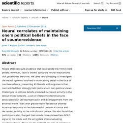 Neural correlates of maintaining oneâs political beliefs in the face of counterevidence