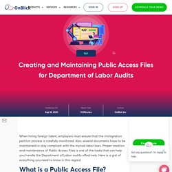 Creating and Maintaining Public Access Files for Department of Labor Audits- OnBlick