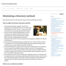 Maintaining a laboratory notebook » Colin Purrington