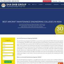 Best Aircraft Maintenance Engineering (AME) Colleges in INDIA 2021