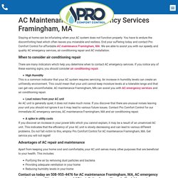 AC Maintenance and Emergency Services Framingham, MA
