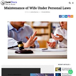 Maintenance of Wife Under Personal Laws - Learn Lawdocs