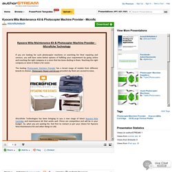 Kyocera Mita Maintenance Kit & Photocopier Machine Provider - Micr..