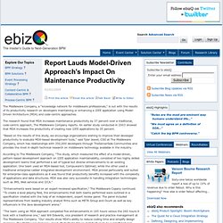 Report Lauds Model-Driven Approach's Impact On Maintenance Productivity