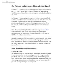 Car Battery Maintenance Tips: A Quick Guide!! — roadsideresponse