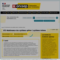 BTS Maintenance des systèmes option C systèmes éoliens - Onisep