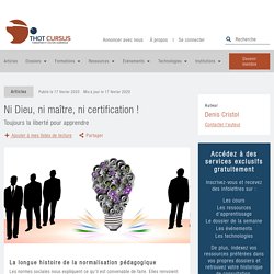 Ni Dieu, ni maître, ni certification ! - Thot Cursus