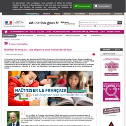 Maîtriser le français : une exigence pour la réussite de tous