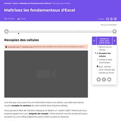 Recopiez des cellules - Maîtrisez les fondamentaux d'Excel