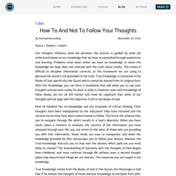 How To And Not To Follow Your Thoughts