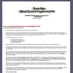 Some Major Mind-Control Programming Sites